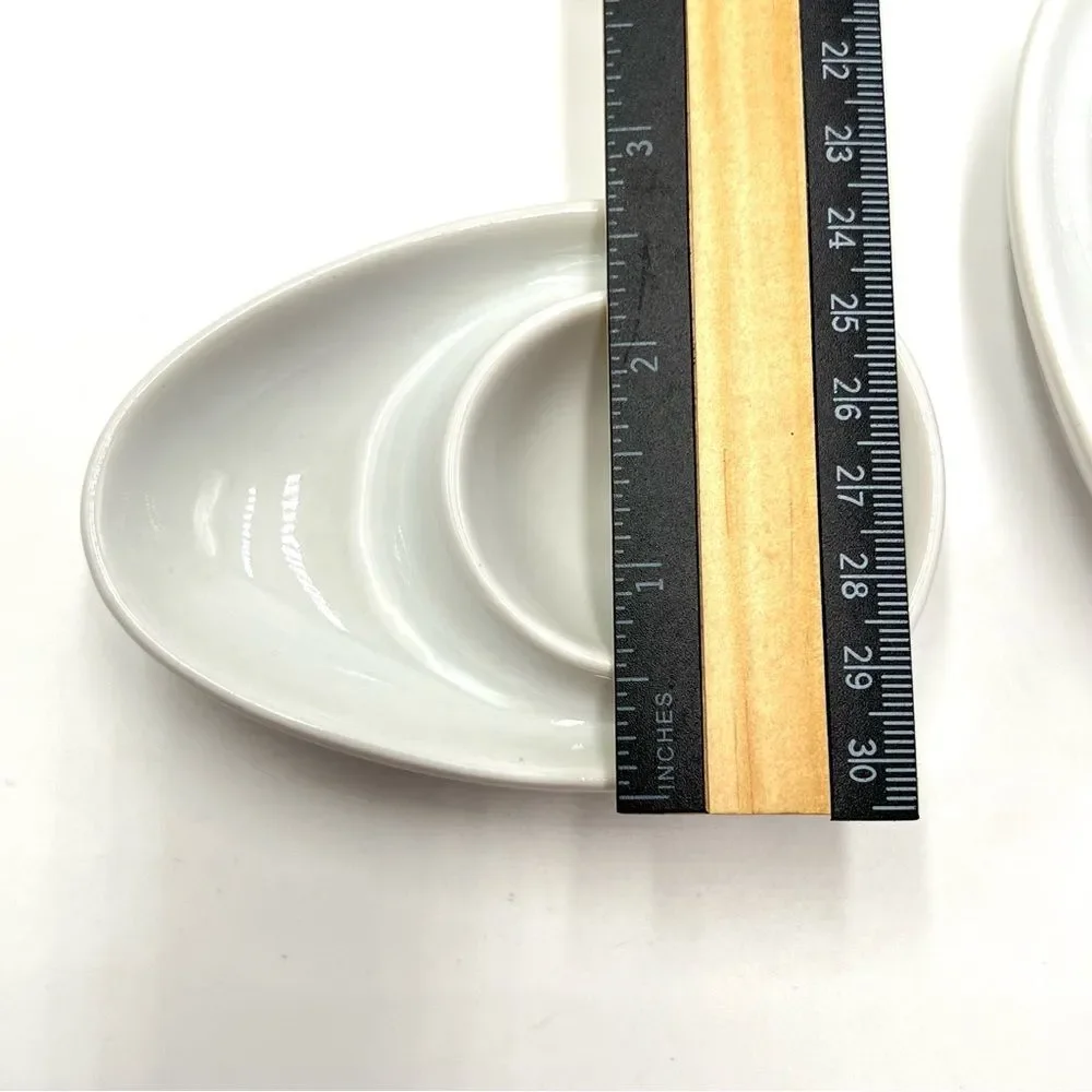 Flat Egg Cups With Rim Stackable Ceramic Porcelain Set of 4 Hard Soft MCM Holder